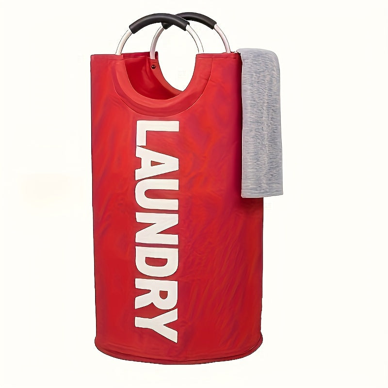 Large Waterproof Collapsible Laundry Basket with Padded Handles Black Oval