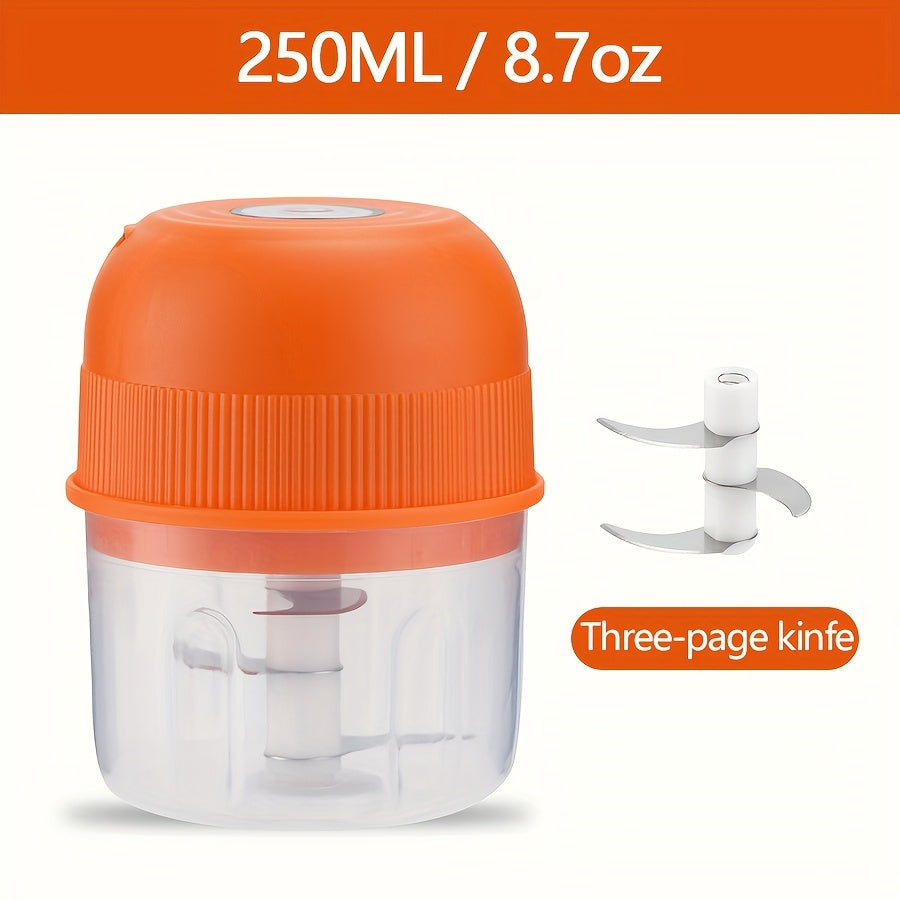 250ml Elektr mini sarimsoqpichoq USB qayta zaryadlanadigan go'sht maydalagich oshxona asbobi