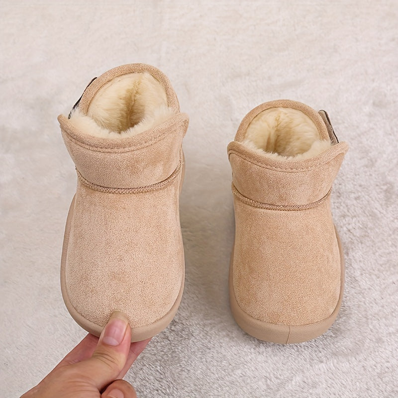 Children's Winter Snow Boots for Boys and Girls Short Velvet Lining Solid Color Casual Sports