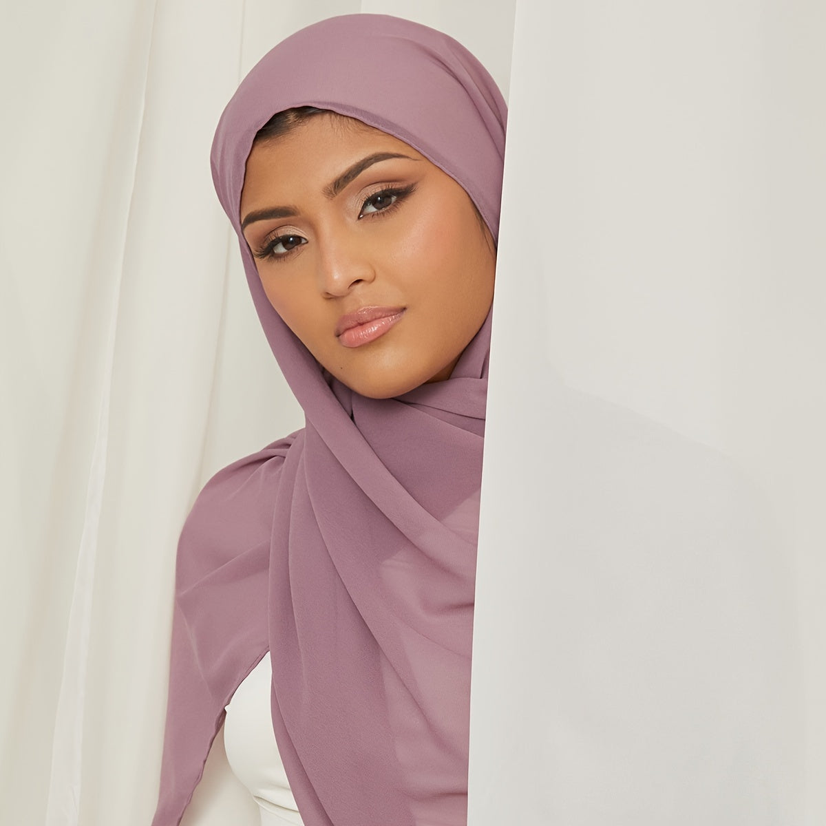 Women's Solid Color Chiffon Scarf - Lightweight and Breathable, Elegant and Simple Style, Windproof and Sun Protection Shawl