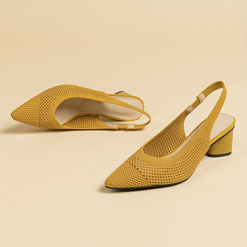 Ayollar uchun chunky tovonli to'qilgan sandallar, mustahkam rangli uchburchak barmoq, elastik tasma va havo o'tkazuvchi orqa dizayn bilan.