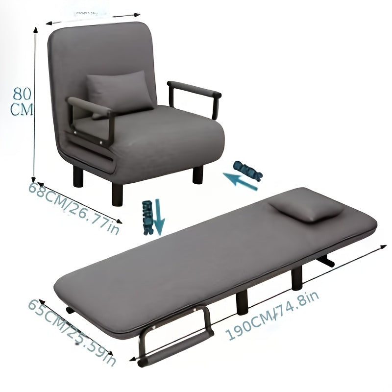 Convertible Sleeper Chair with 5 Adjustable Backrests and Lumbar Pillows Blue