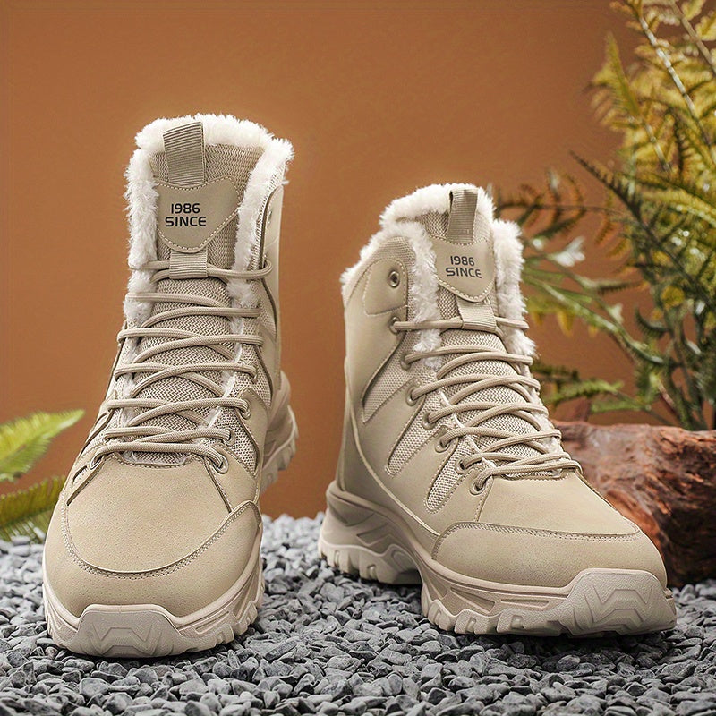 Women's Slip-On Mid-Top Outdoor Shoes Beige All-Season Hiking Casual Walking