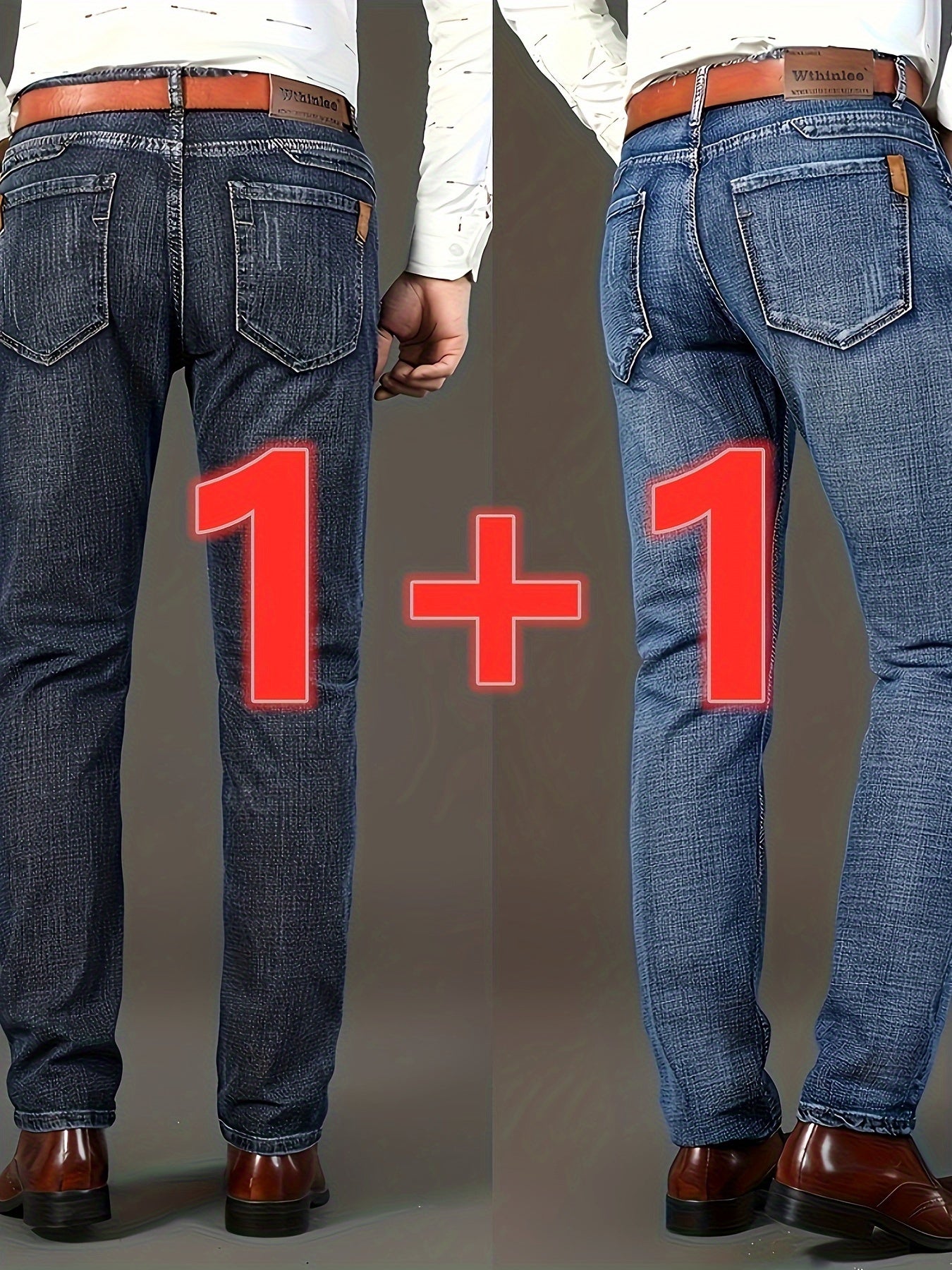 Men's Elastic Denim Jeans All-Season Business Formal Casual Regular Fit