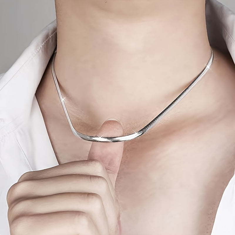 Set of 8 Silver Stainless Steel Geometric Necklaces for Men Casual Jewelry