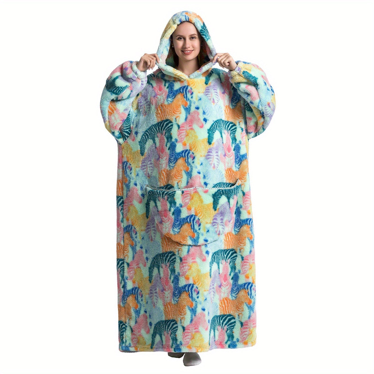 Oversized Hoodie Blanket for Women and Men Warm Fluffy Hooded Sweatshirt