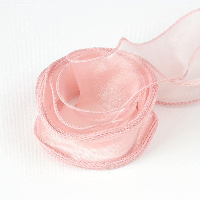 Sheer Wired Organza Ribbon with Floral and Gold Edge for Gift Wrapping and Crafts