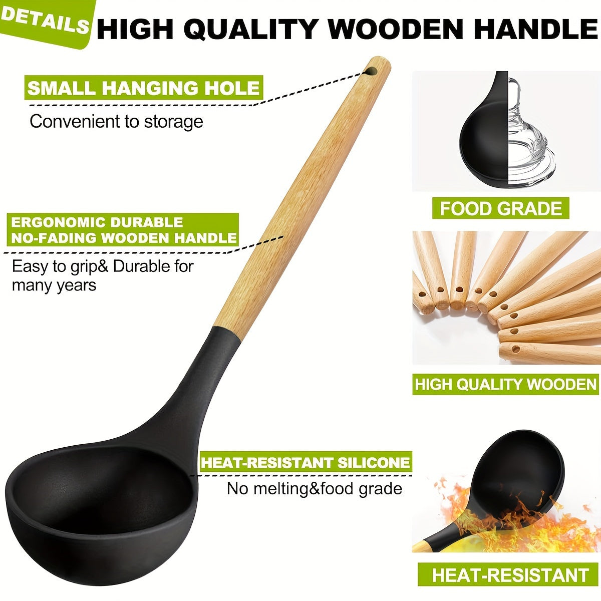 36-Piece Silicone Kitchen Utensil Set with Wooden Handles, Heat-Resistant Non-Stick Tools
