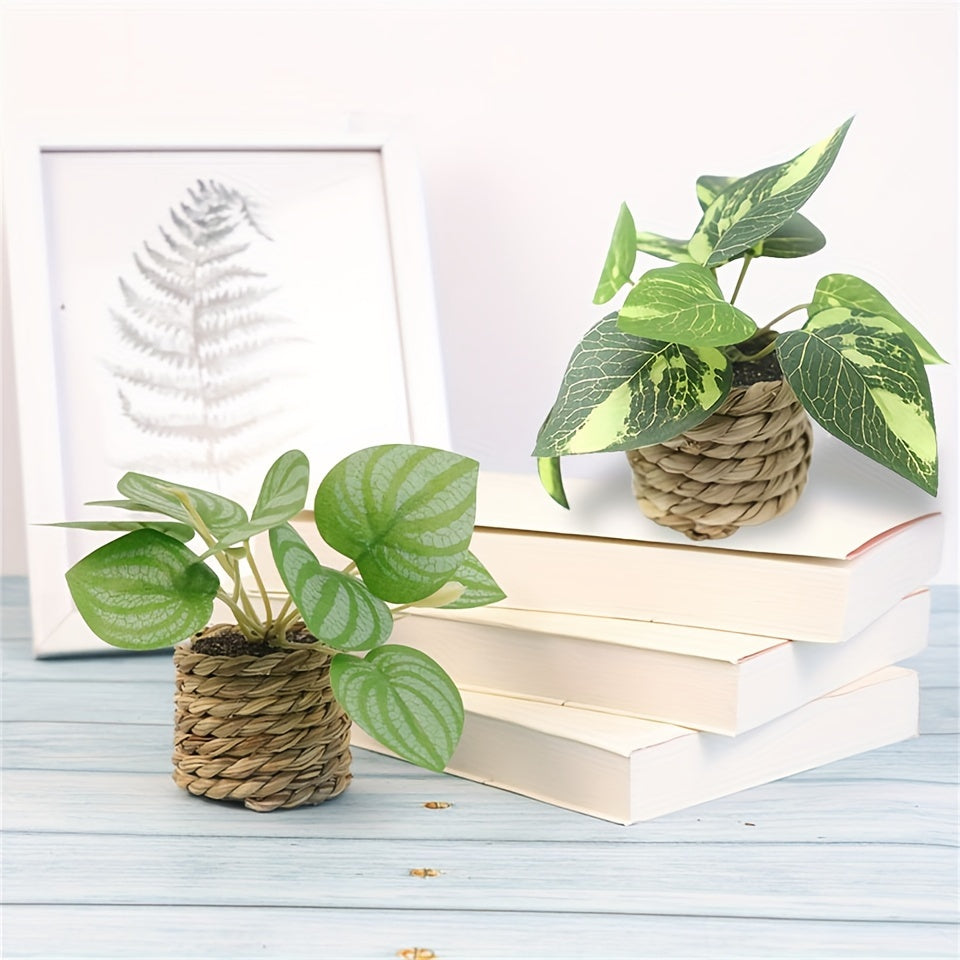 Artificial Green Grass Rope Pot for Home and Office Decor