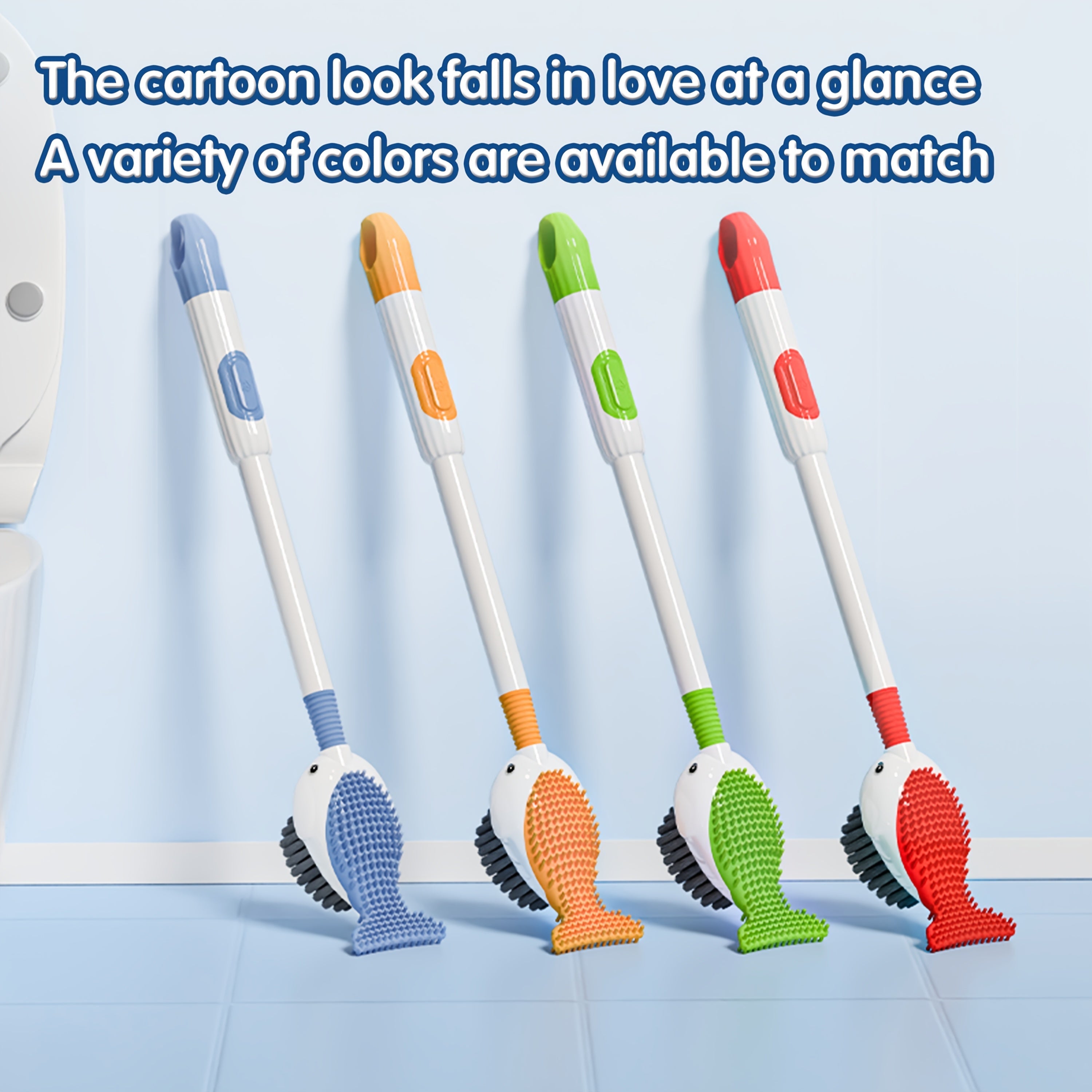 Silicone Whale Toilet Brush with Soap Dispenser and Long Handle