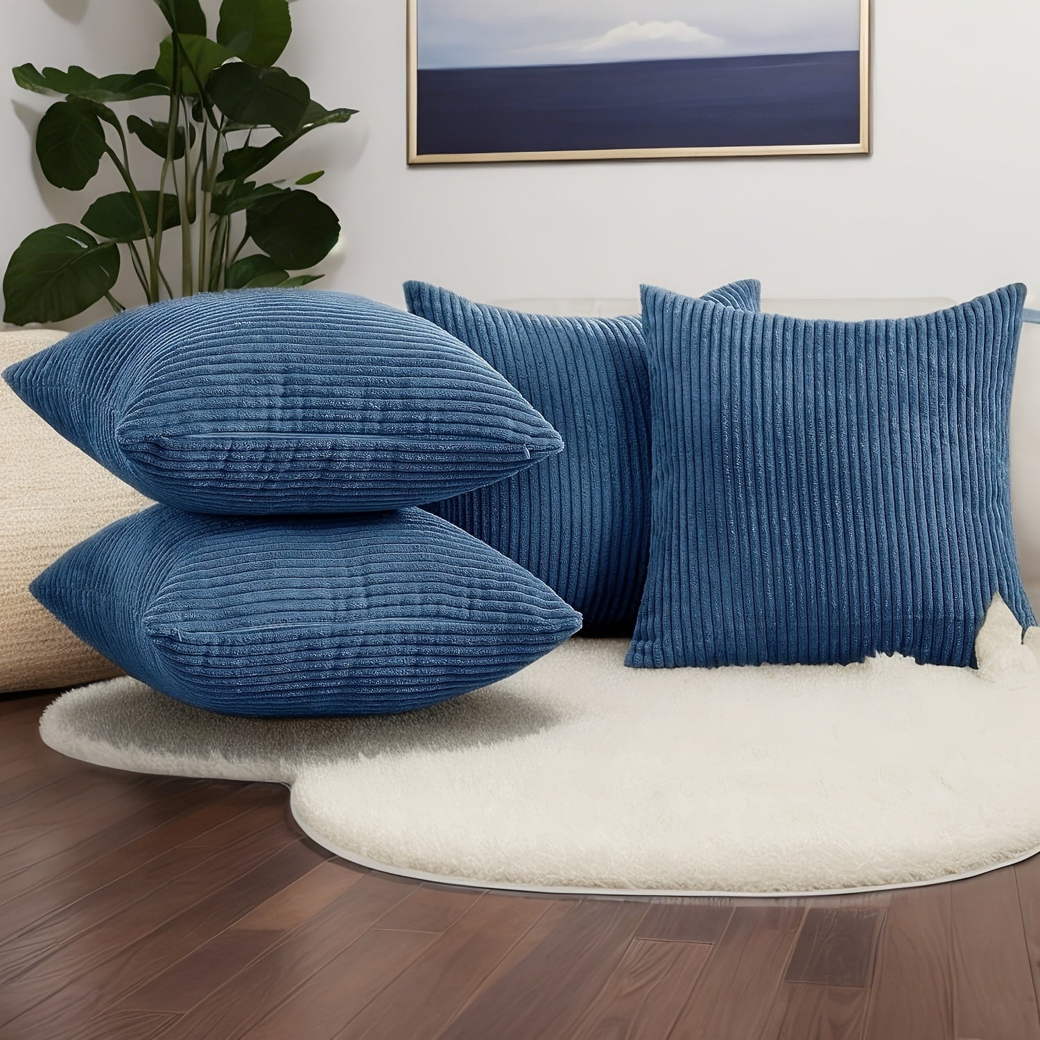 4 наволочки для подушек из ультрамягкого вельвета с полосатым дизайном в стиле бохо, с застежкой на молнии - можно стирать в машине для декора дивана, кровати, гостиной и автомобиля.