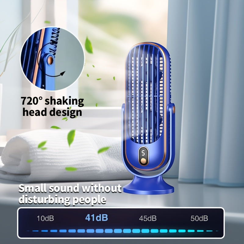 Compact USB Rechargeable Desk Fan with 5-Speed Adjustment for Home and Camping