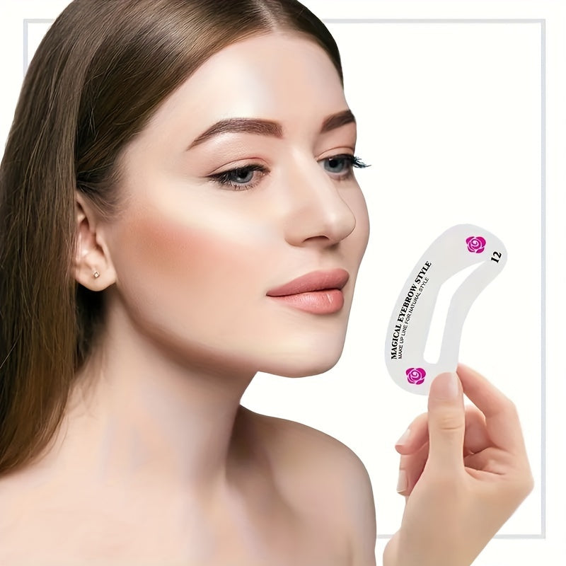 Ayollar uchun qayta ishlatiladigan qosh shablon to'plami 10/24 dona, qosh shaklini va ko'tarishni ta'minlaydi