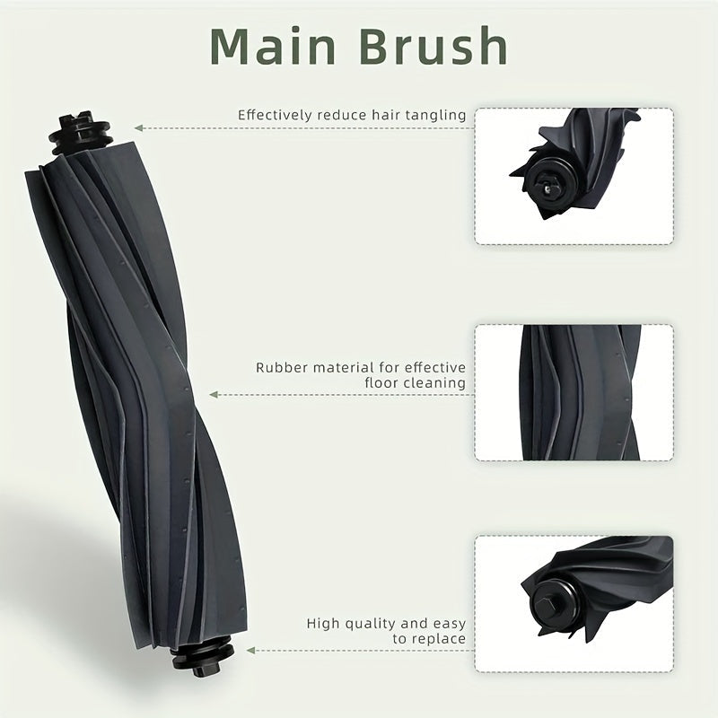 Dreame Bot L10 seriyasi uchun aksessuar to'plami - L10 Prime, L10s Pro va L10 Pro robot tozalagichlari bilan mos keladigan asosiy cho'tka, yon cho'tka, HEPA filtri va mopa mato xususiyatlari.