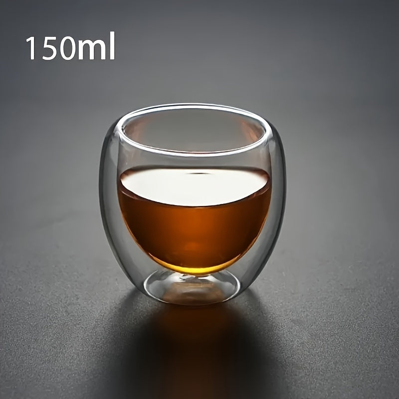 Taza de vidrio de doble pared de 150ml para café y té resistente al calor
