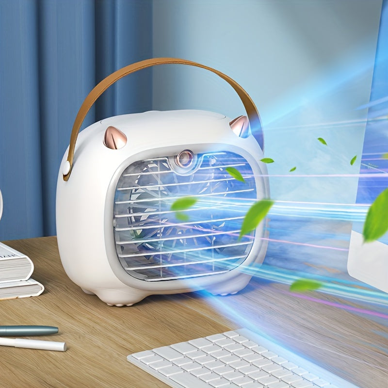 Portable Mini USB Fan with Water Cooling and Mist Humidifier, 3-Speed Handheld Fan