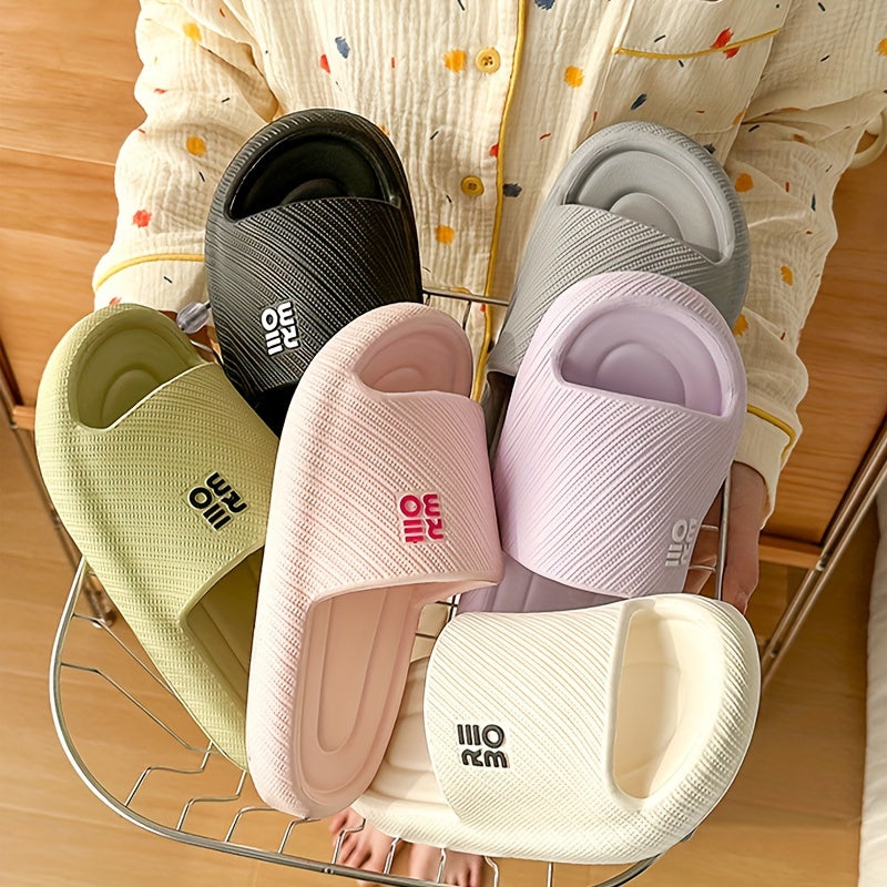 Women's Summer Slides Non-Slip EVA Sole Striped Indoor Outdoor