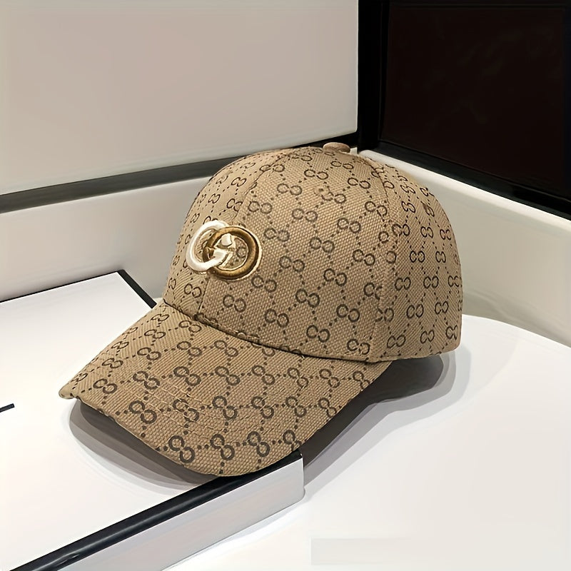 Fashionable Cotton Baseball Cap with Print Design and Sun Protection