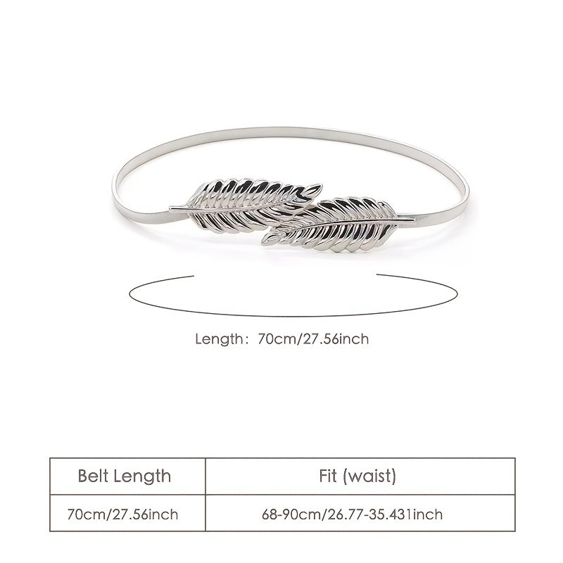 Женский пояс-цепочка для юбки с золотой пружинной застежкой в виде листа — модный аксессуар