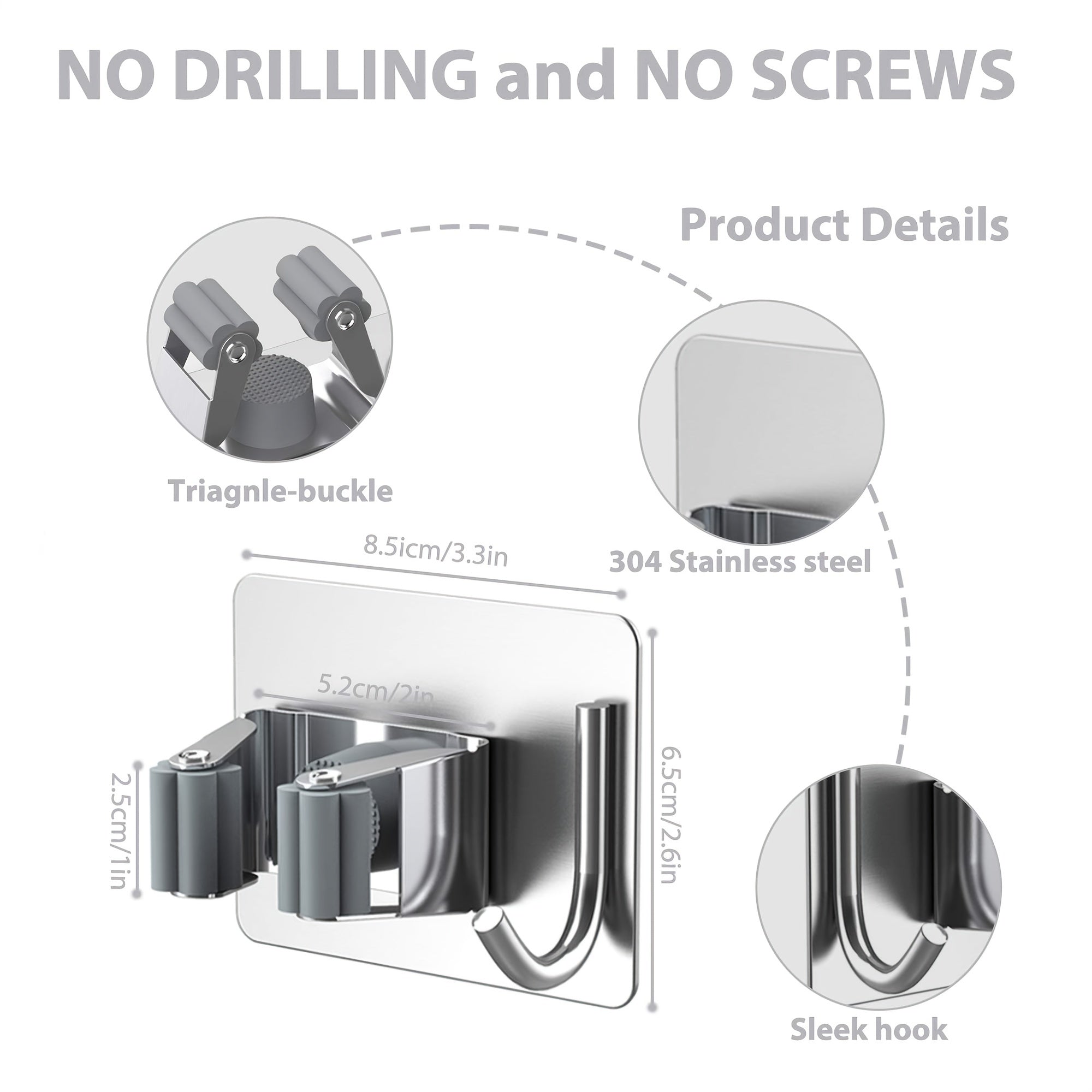 Ushbu burgusiz zanglamaydigan po'latdan yasalgan mopa va supurgi ushlagich bilan oshxonangizni yaxshilang - devorga o'rnatiladigan saqlash tokchasi