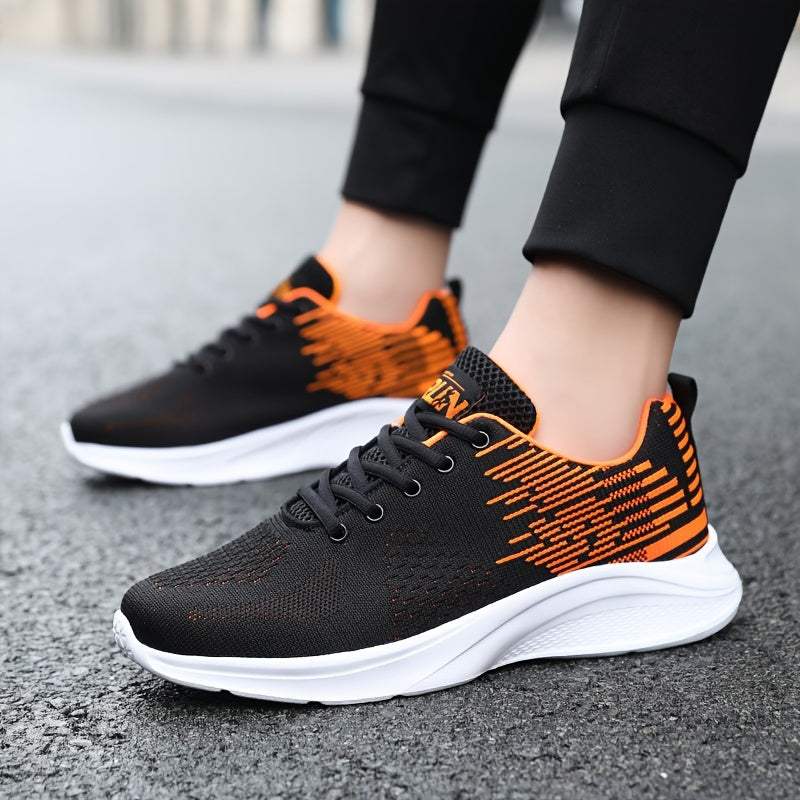 Men's Breathable Mesh Running Shoes Lightweight Lace-Up Casual Sports Style with Stripes EVA Sole