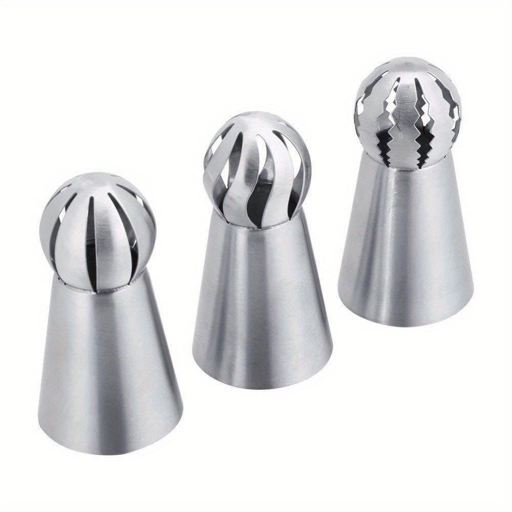 Set of 3 Stainless Steel Piping Tips for Cupcakes and Cakes Decorating