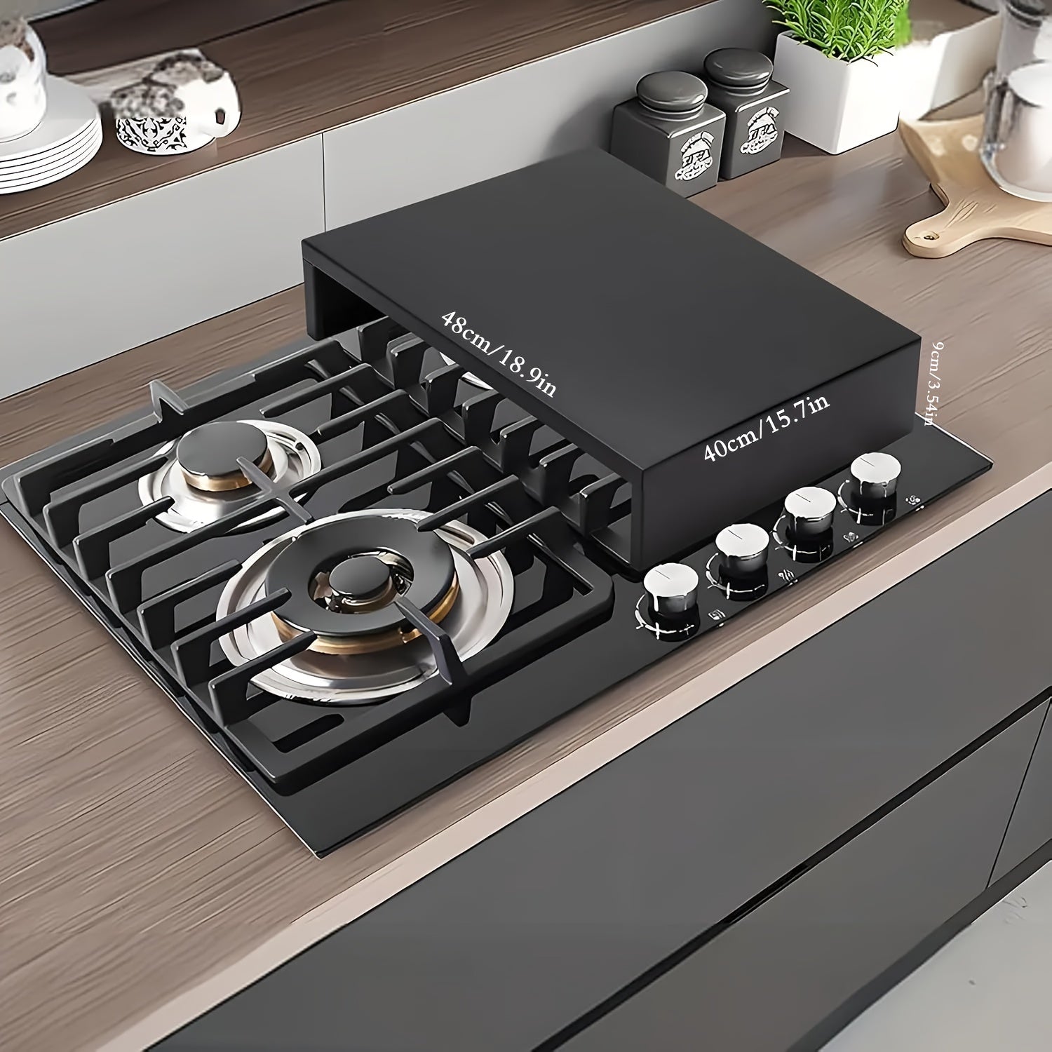 Black Non-Retractable Stove Burner Cover Heat-Resistant Organizer for Electric Stoves