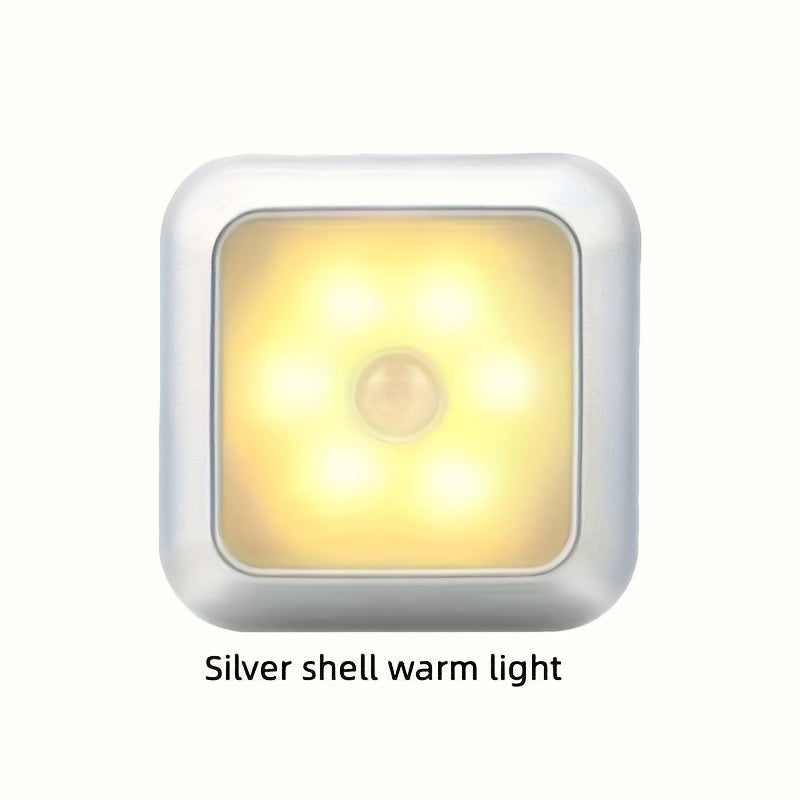 White Night Light with Motion Sensor and Adjustable Brightness for Cabinets and Bathrooms