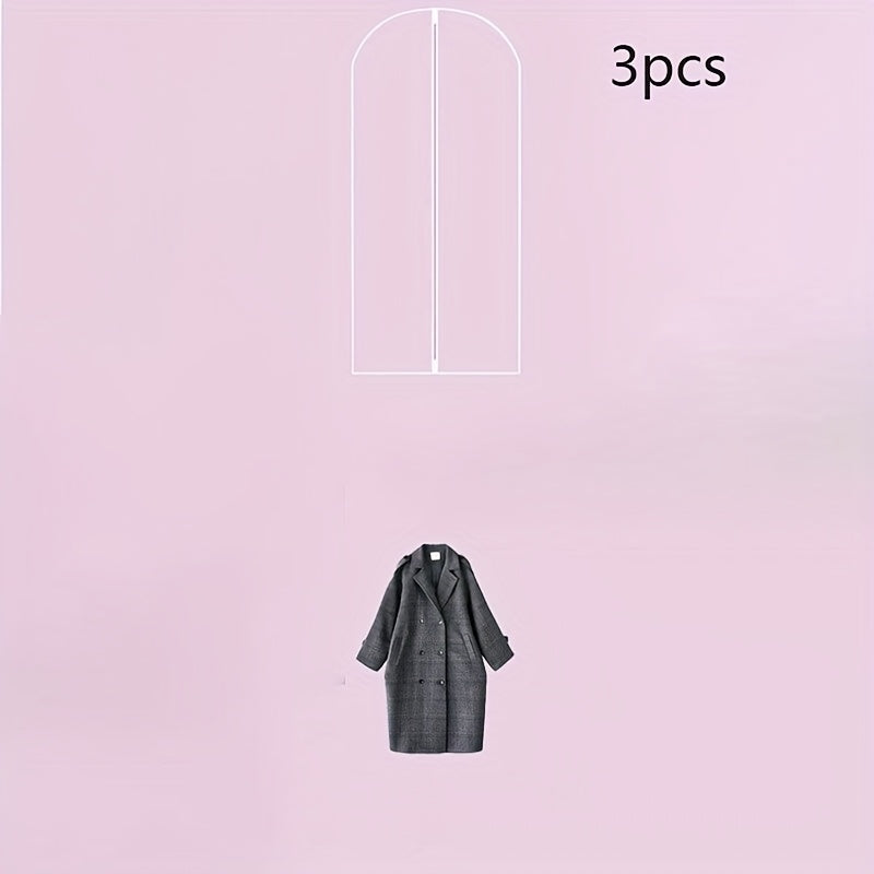 Yopiq PVC kiyim sumkalar, zip yopilishi bilan, 3/5 ta toza shaffof kostyum qoplamalari, palto va kurtkalar uchun