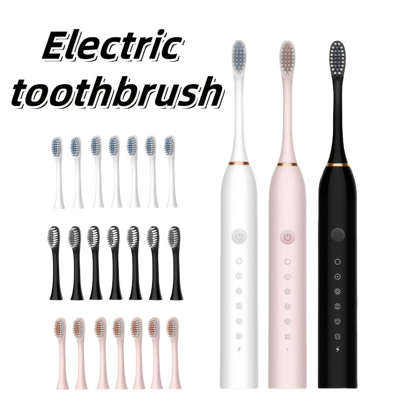 Rechargeable Sonic Electric Toothbrush with 6 Modes and Replaceable Brush Heads