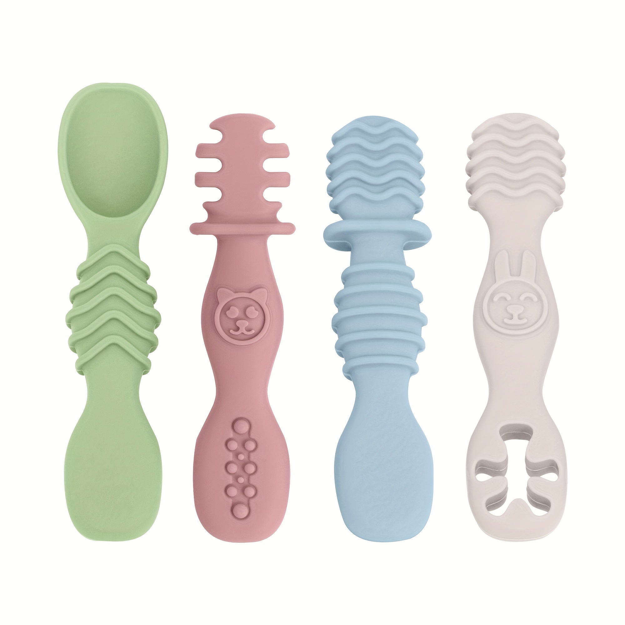 4-Piece Silicone Baby Spoon Set Soft-Tip BPA-Free Dishwasher Safe for Children 6 Months+