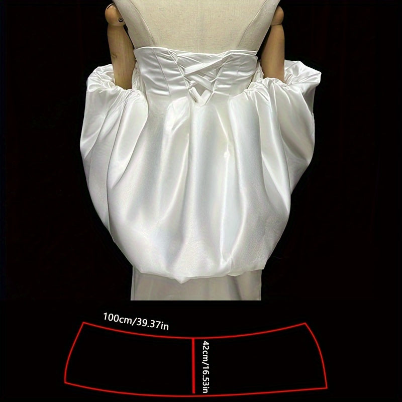 White Satin Bridal Shawl with Bubble Sleeves for Wedding Photography