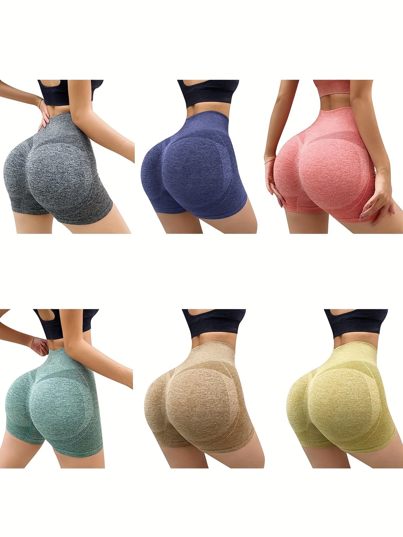 Women's High-Waisted Yoga Shorts Breathable Stretch Quick-Dry Tummy Control Pink Greenish-Gray Dark Gray