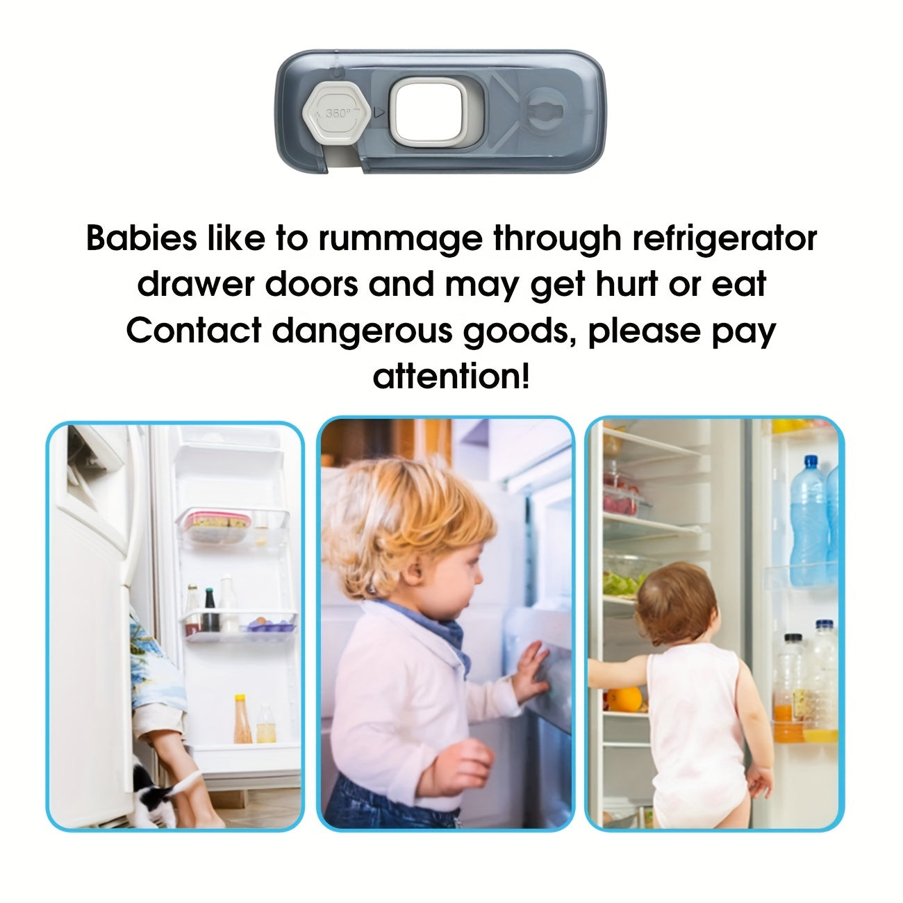 Child Safety Fridge Lock for One Door Baby Cabinet Lock Childproofing Blue