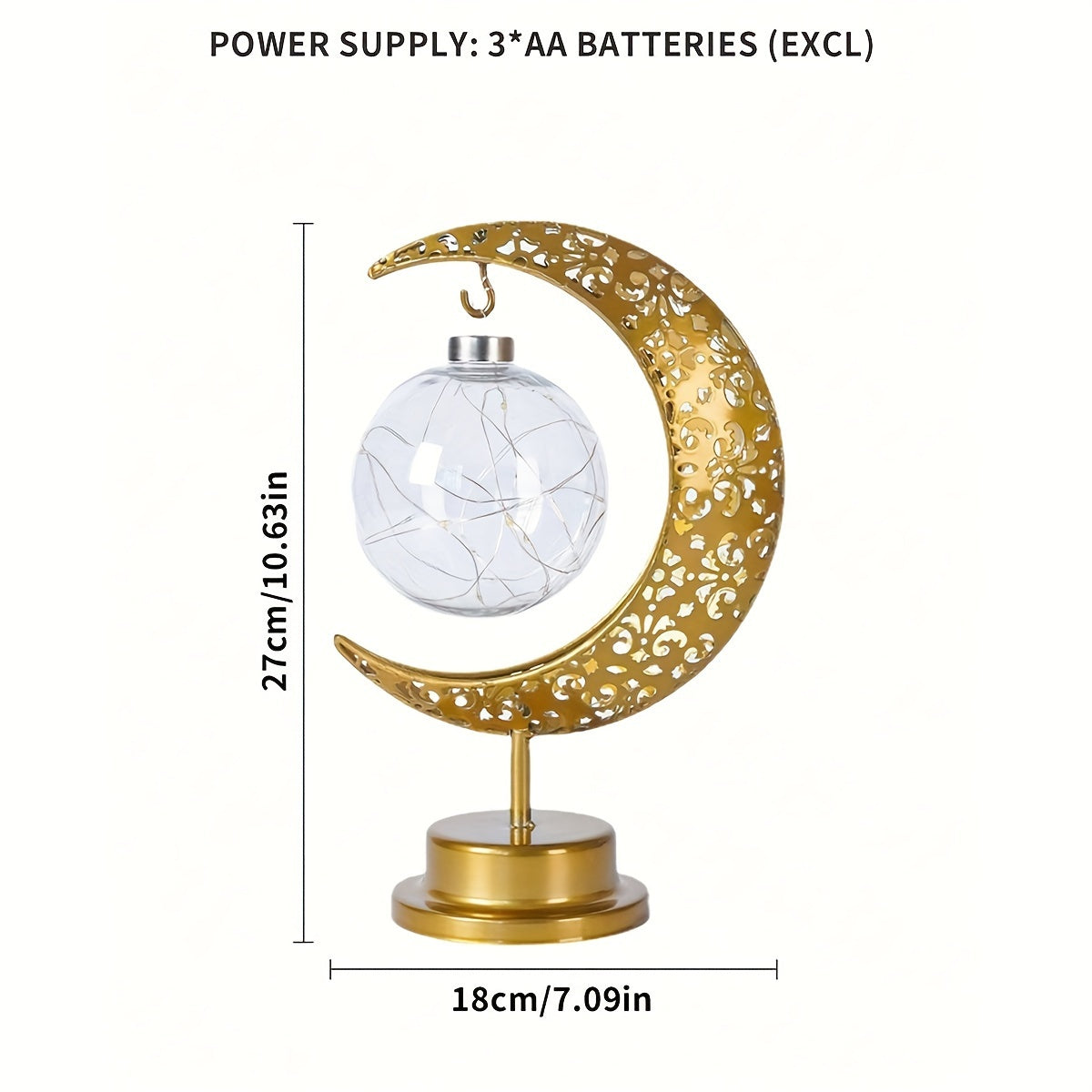 Ramadan Moon Star Iron Battery-Operated Night Light for Ramadan and Valentine's Day Decor