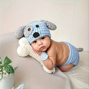 Baby Blue Dog Hat for Infants Short Suit for Photoshoots Halloween Christmas Thanksgiving