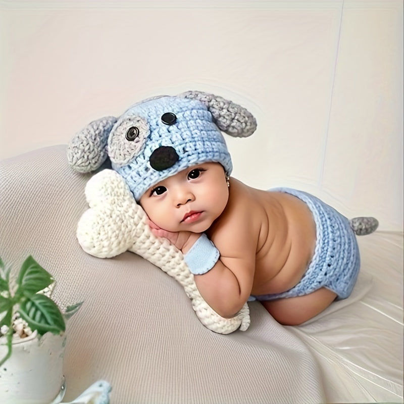 Baby Blue Dog Hat for Infants Short Suit for Photoshoots Halloween Christmas Thanksgiving