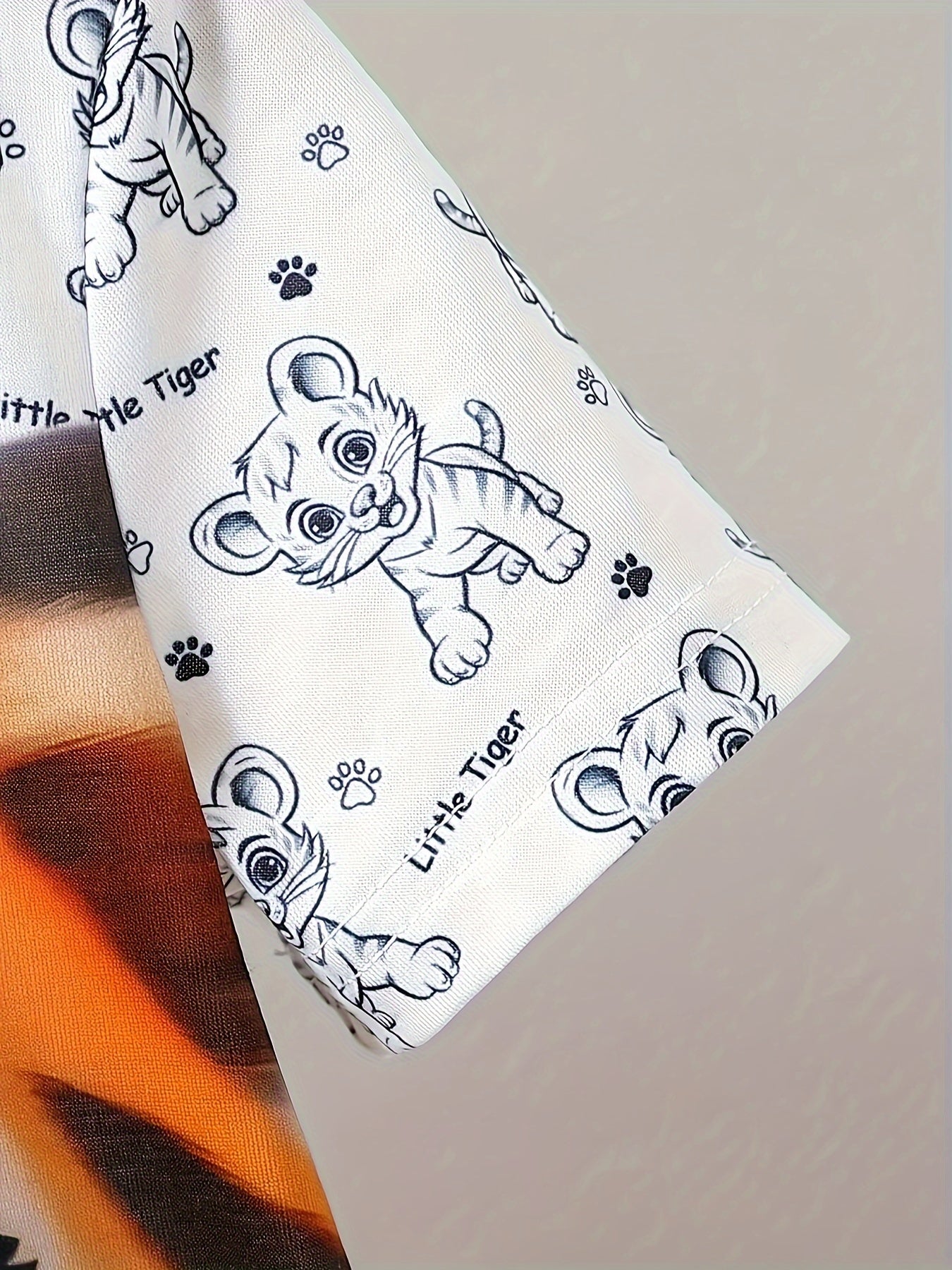 Boys Tiger Print Casual Outfit Set Short Sleeve T-Shirt and Shorts Summer Kids Clothing