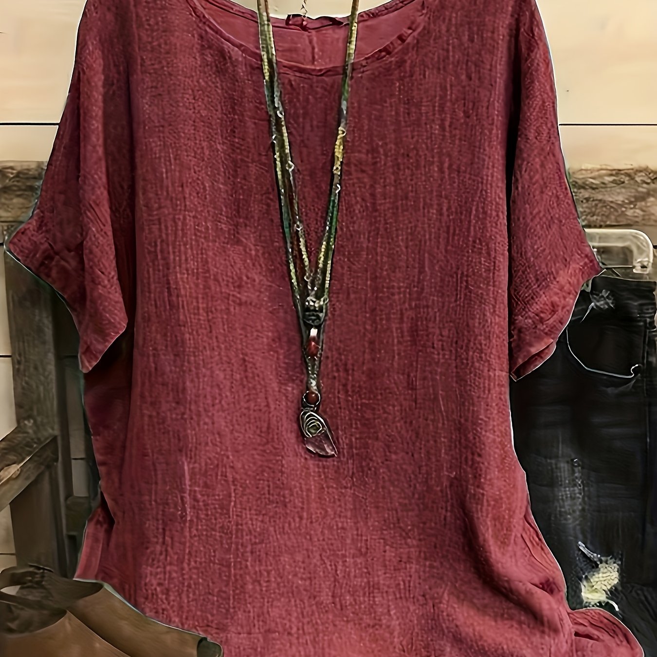 Top casual de algodón de manga corta para mujer negro pequeña