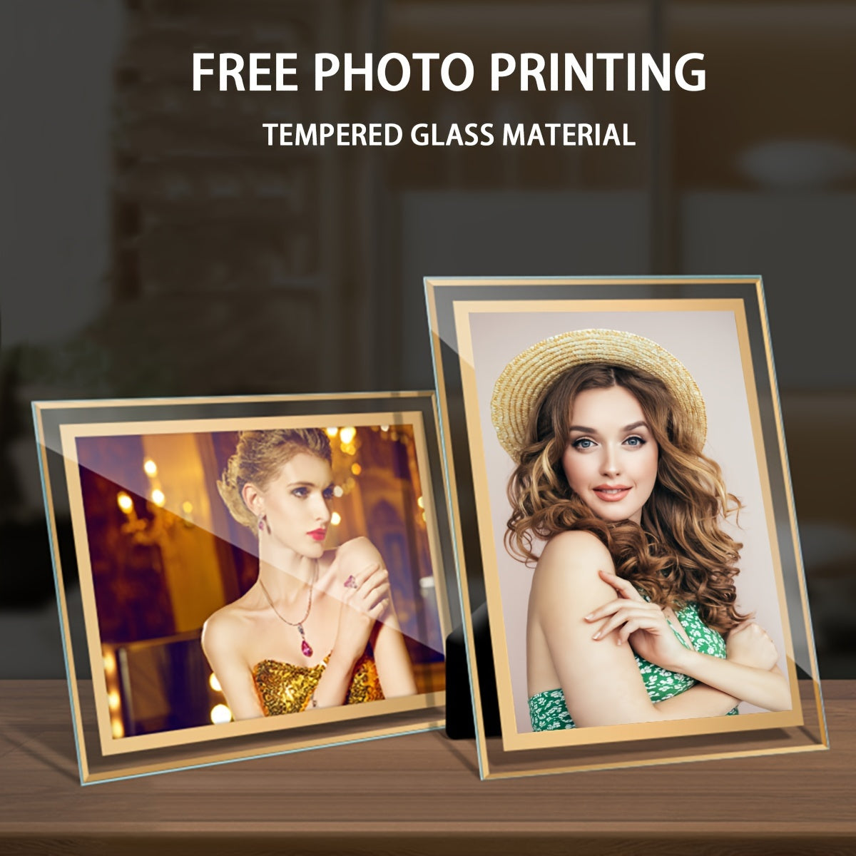 Clear Tempered Glass Photo Frame 15.24cm 17.78cm for Home Decor Wedding Birthday