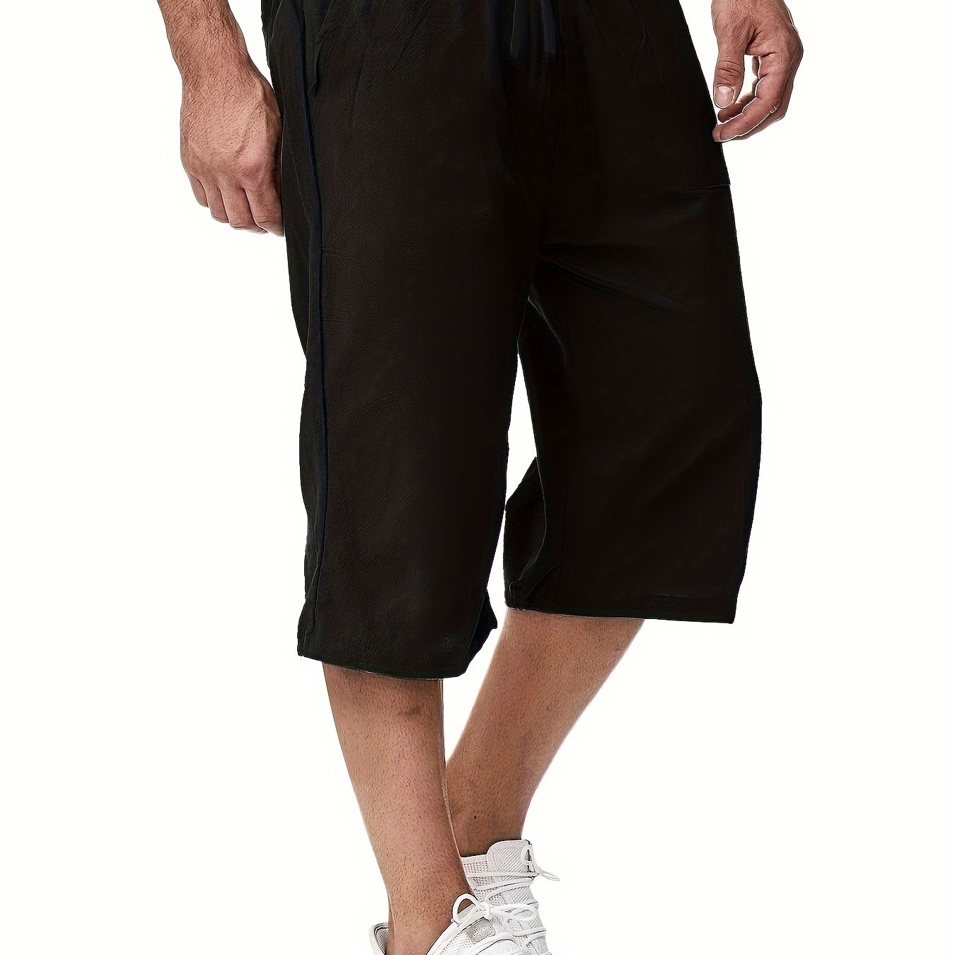 Plus-Size Men's Casual Shorts for Running Riding and Daily Wear Cotton Solid Stretch