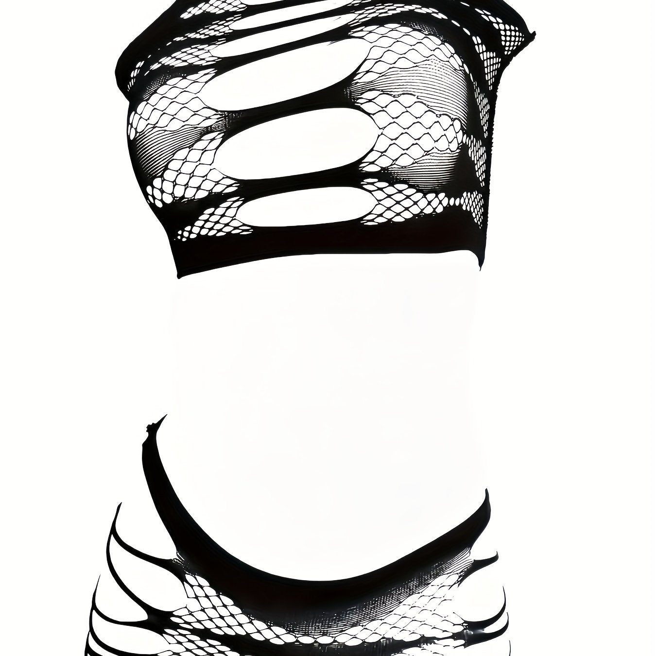 Black Lace Bodysuit and High-Waisted Shorts Set for Women