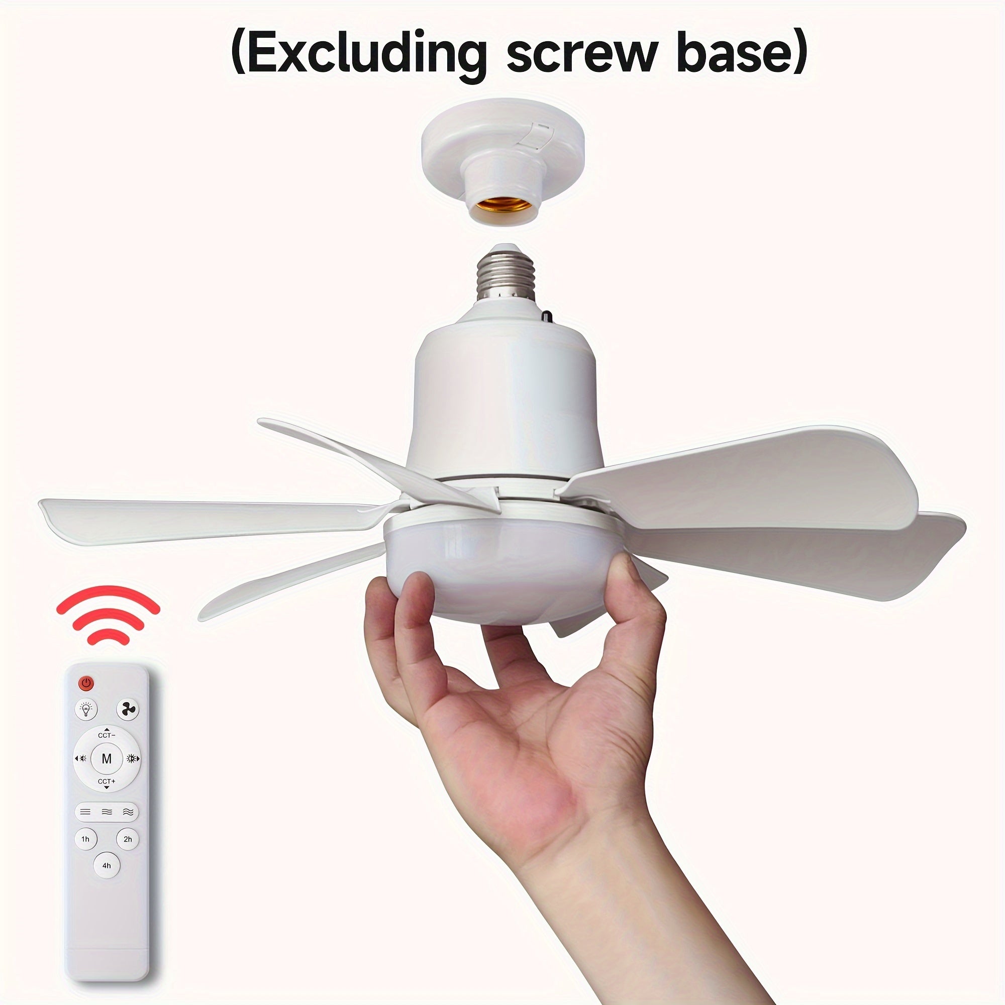 Ceiling fan lights with remote control 3-speed adjustable fan color temperature for small rooms E27 socket
