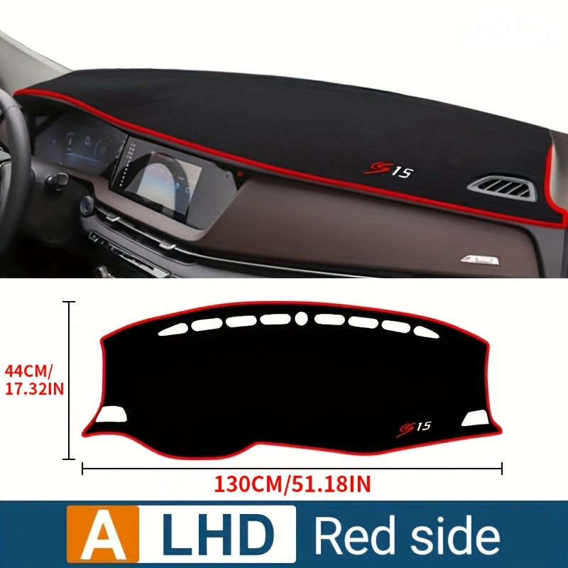 Universal Car Dashboard Cover Anti-UV Sun Shade Non-Slip Black Red Logo