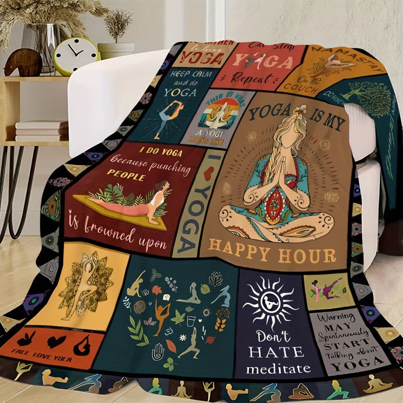 Flannel Throw Blanket for Allergies Cozy Yoga-Inspired Gift for Loved Ones