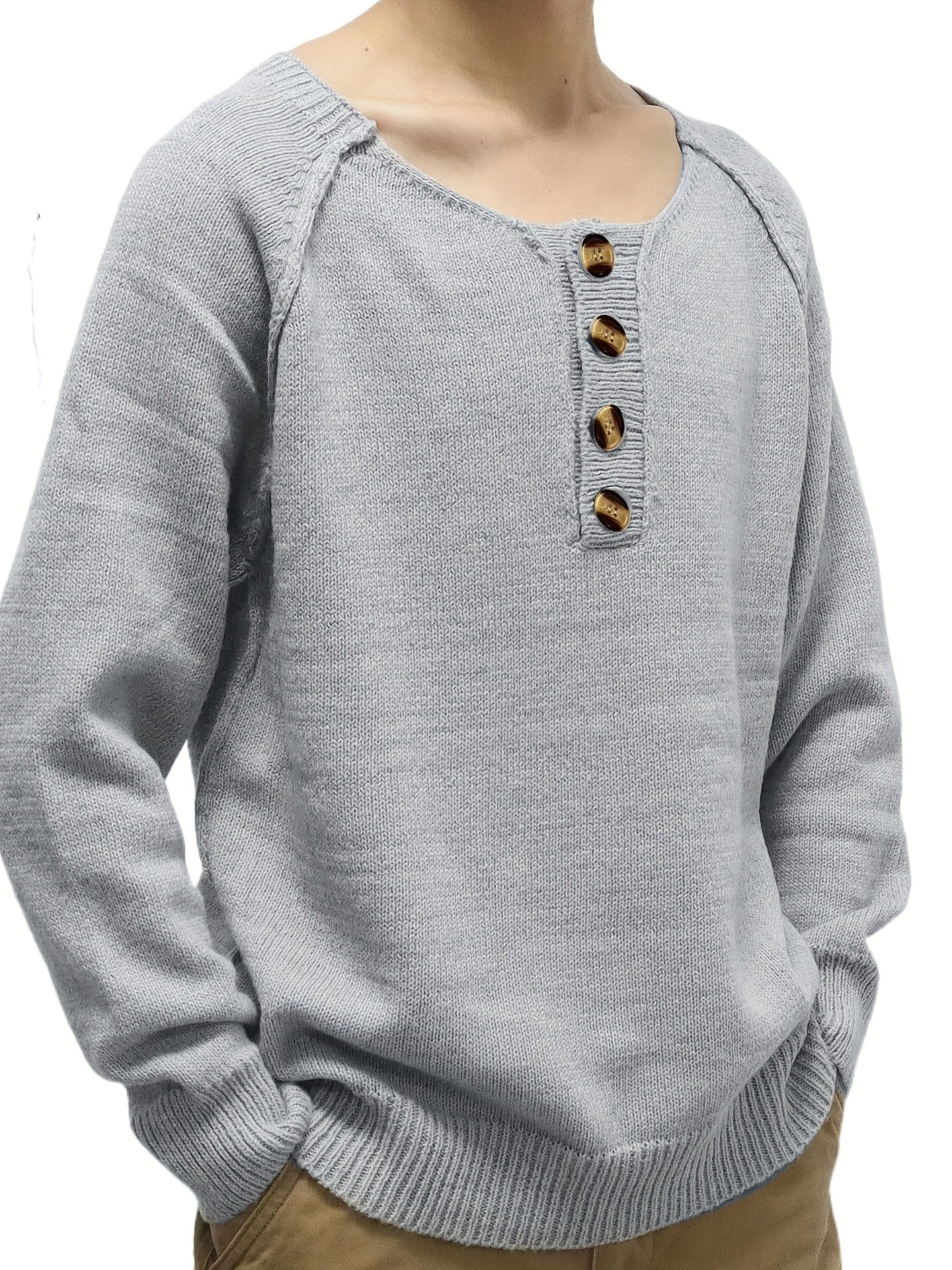 Men's Cable Knit Sweater Long Sleeve Crew Neck Solid Color Fall Spring Casual