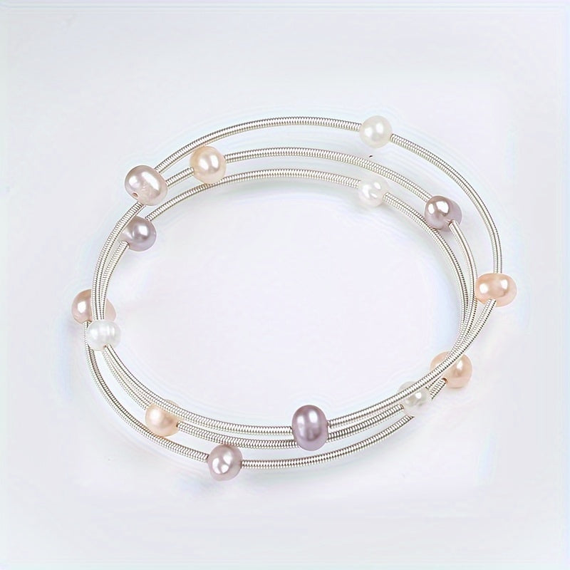 Freshwater Pearl Bracelet with Starry Design and Potato-Shaped Pearls