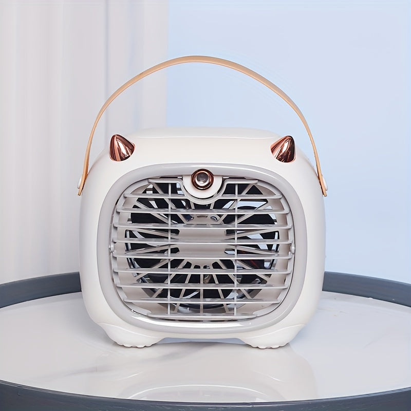 Portativ Mini Havo Sharoit Fan, Qo'l tutqichi bilan, USB orqali qayta zaryadlanadigan Elektr Stol Fan, 3 tezlikda suvni sovutuvchi fan, USB Type-C orqali qayta zaryadlanadigan namlantiruvchi fan - Do'stlar uchun mukammal oilaviy tug'ilgan kun sovg'asi.