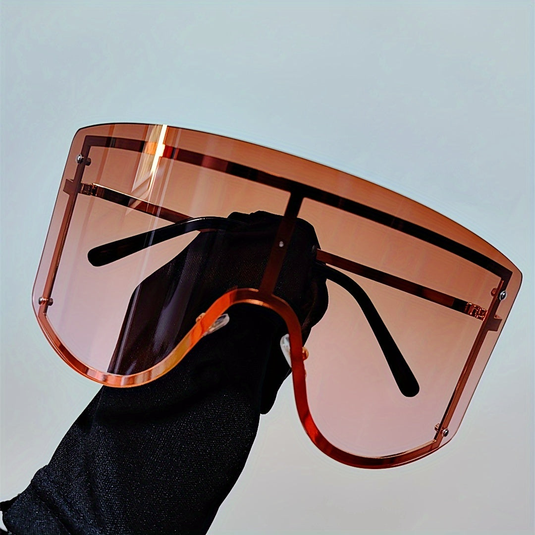 Large Unisex Sunglasses with Anti-Glare Gradient Shield for Summer Beach Parties