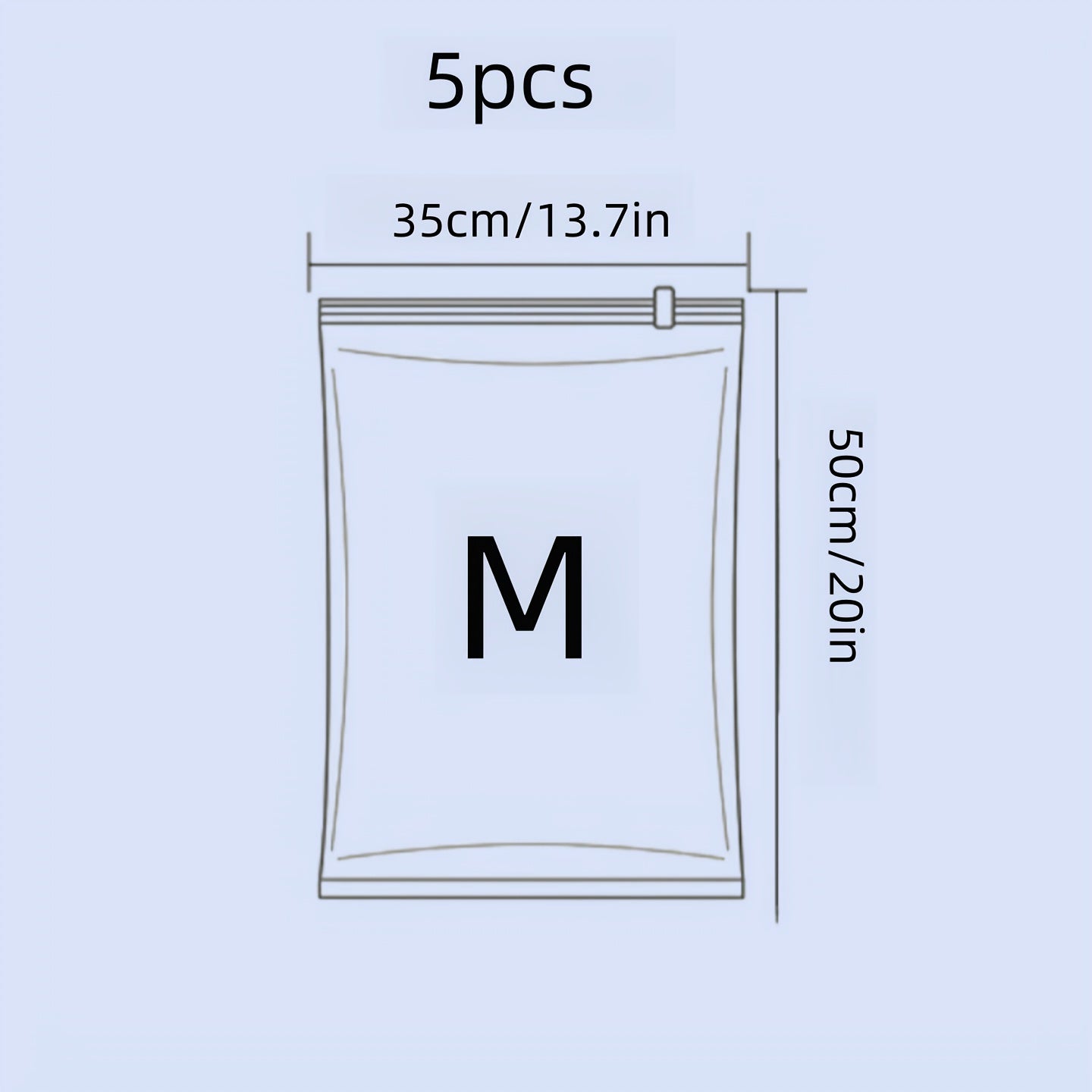 Set of 5 Vacuum Storage Bags Space-Saving Zippered for Clothing and Travel